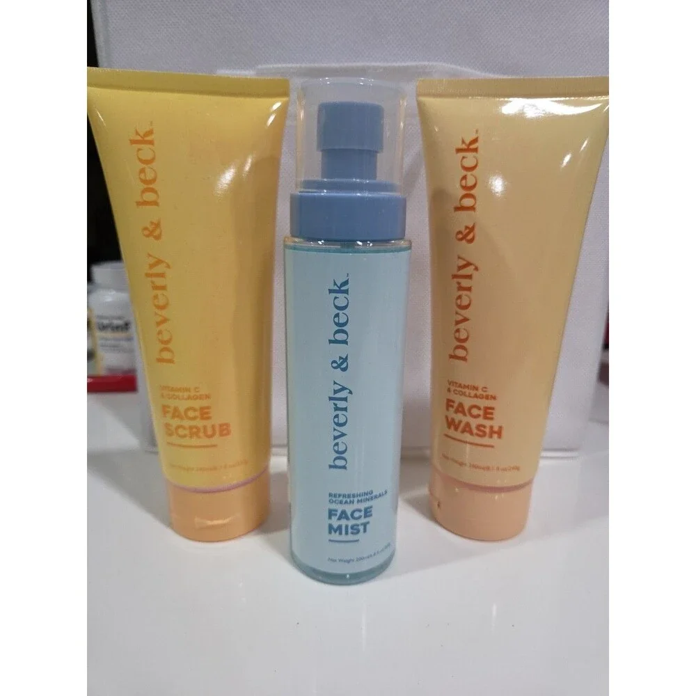 NEW FULL SIZE beverly & beck face wash, mist, face scrub, Collagen Collection